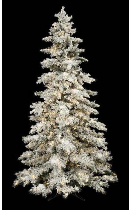 Autograph Foliages C-91064 12 ft. Heavy Flock Snow Tree with LED Light