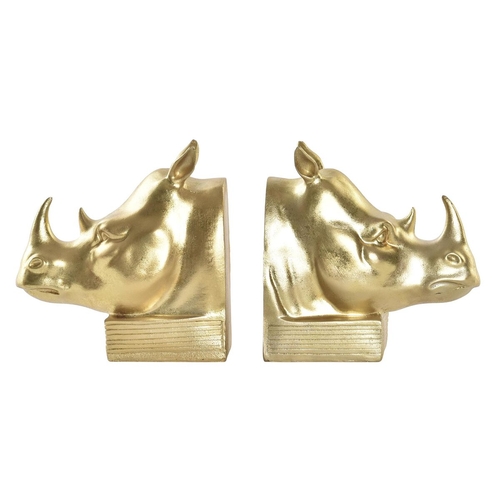 Bookend DKD Home Decor Rhinoceros Golden Resin Colonial 15 x 7,5 x