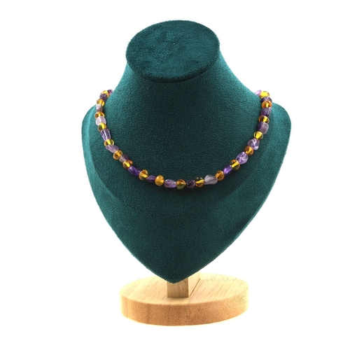 Genuine Baltic Sea Amber + Amethyst beads necklace.