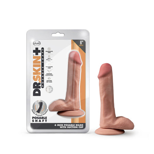 Blush Dr. Skin Plus Realistic 6 in. Triple Density Posable Dildo with