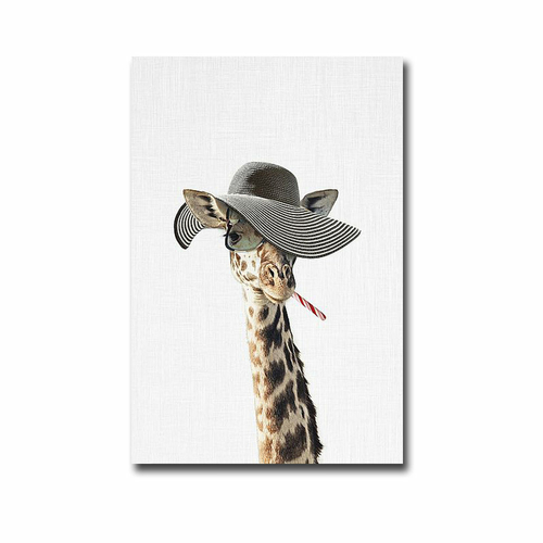 Artistic Home Gallery 2436U596IG Giraffe Dressed in a Hat by Tai Print