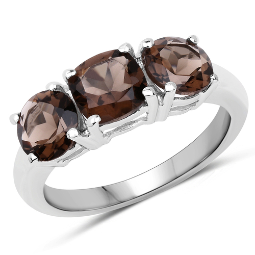 2.39 Carat Genuine Smoky Quartz .925 Sterling Silver Ring