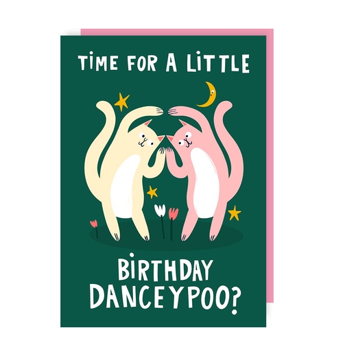 Danceypoo Cat Funny Cute Birthday Card (Pack of 6)