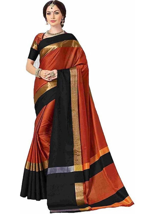 Brown Color Cottn Silk  Saree