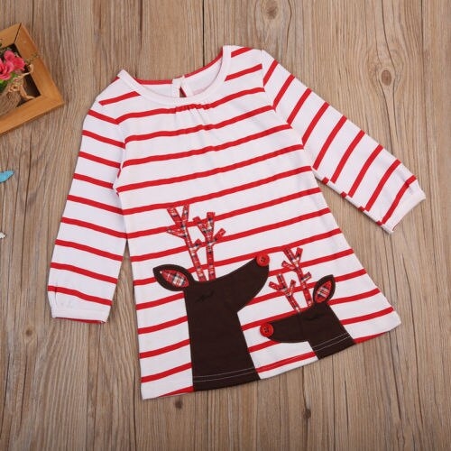 2017 Baby Girls Summer Long Sleeve Dresses Striped