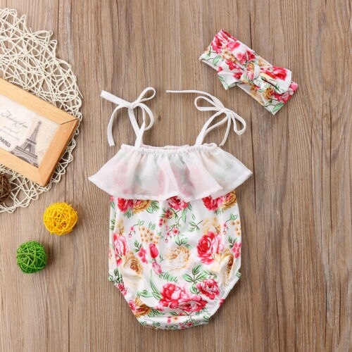 Newborn Baby Girl Lace Boho Bodysuit Jumpsuit