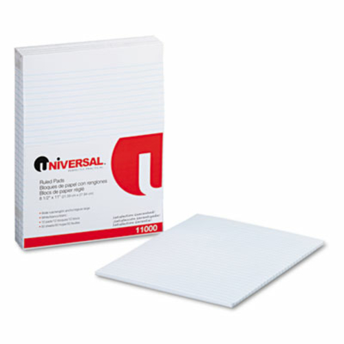 Universal 11000 Glue Top Writing Pads- Wide Rule- Letter- White- 50-Sh