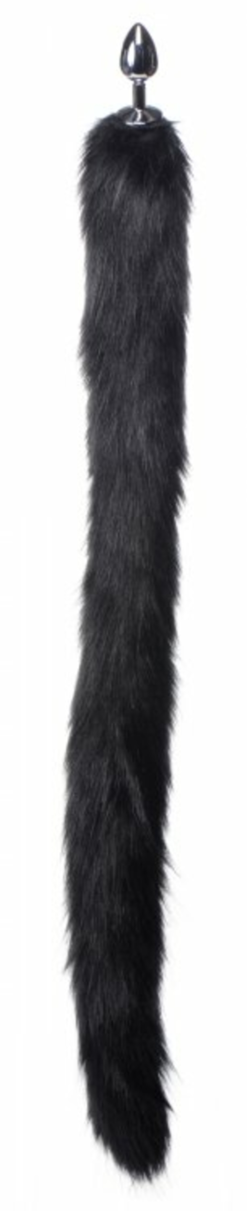 Extra Long Midnight Mink Tail Metal Anal Plug