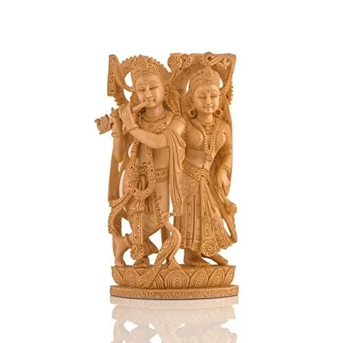 Wooden Radhakrishna Statue