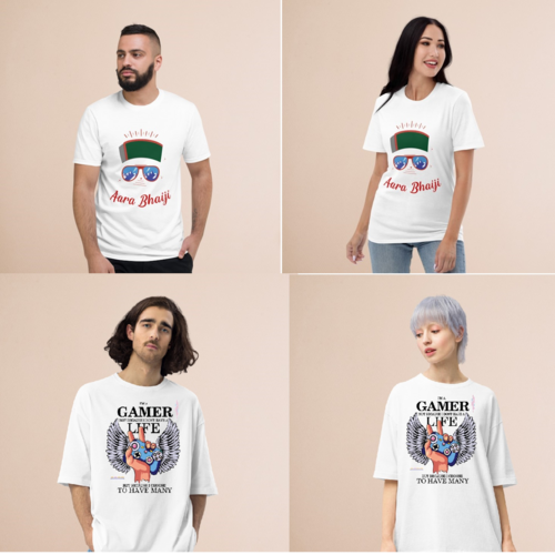 MEN AARA BHAJI & GAMER ROUND NECK HALF SLEEVE PRINTED TSHIRT Size XL