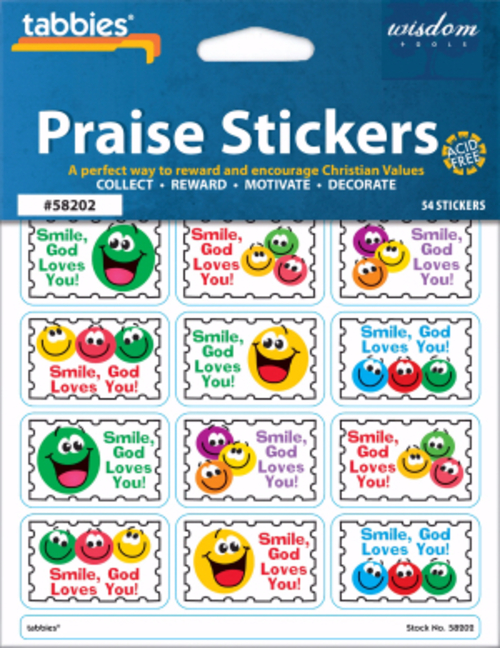 Tabbies 058202 Smiley with Praise Chart Stickers - Pack of 54