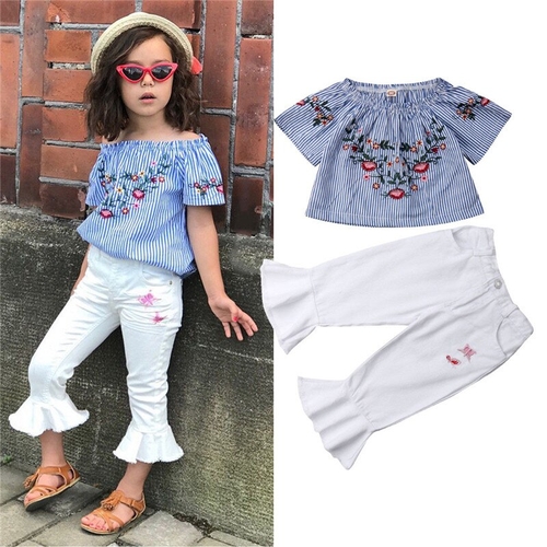 Kid Baby Girl Fashion Summer Sets Off Shoulder
