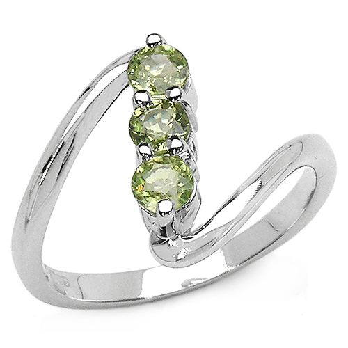 0.54 Carat Genuine Green Sapphire .925 Sterling Silver Ring