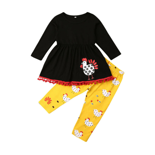 2Pcs Little Girls Cartoon Clothes Set  Toddler