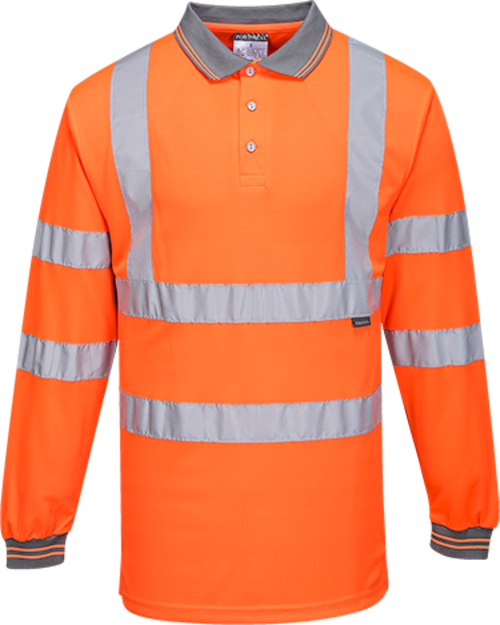 Portwest S277ORT4XL Hi-Vis Polo Shirt Long Sleeves - 4XL - Orange