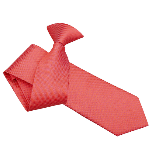 Solid Check Clip On Slim Tie - Coral
