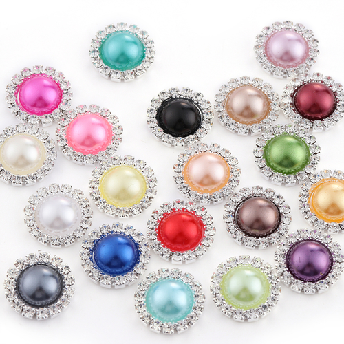 10pcs/Lot 15mm Pearl Wedding Diamond buttons