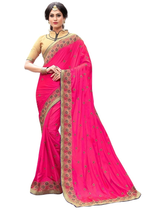 Pink Color Silk Saree with Blouse