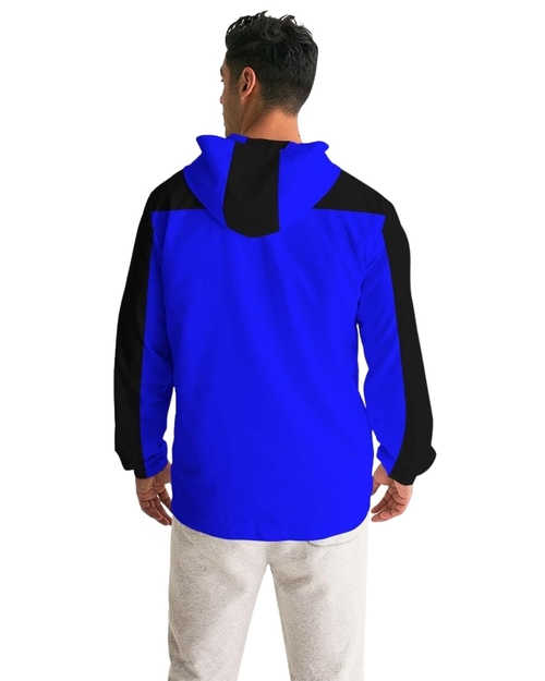 Mens Hooded Windbreaker - Royal Blue Water Resistant Jacket