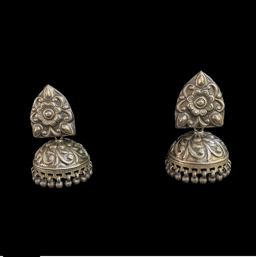 Silver Studs with Silver Jhumka