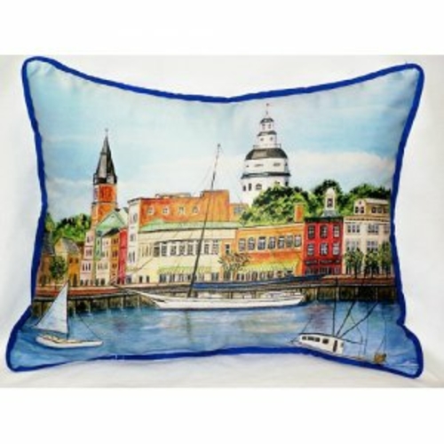 Betsy Drake ZP728 Annapolis City Dock Throw Pillow, 20 x 24 in.