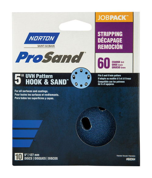 Norton 1918424 ProSand 5 in. Zirconia Alumina Hook & Loop 5 & 8 Hole U