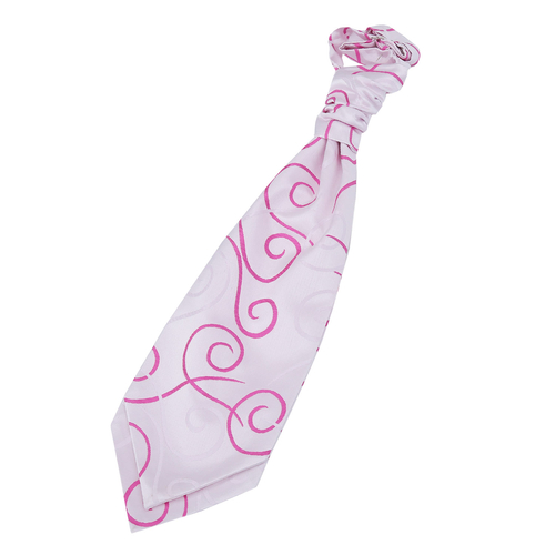 Scroll Pre-Tied Ruche Cravat - Ivory & Hot Pink