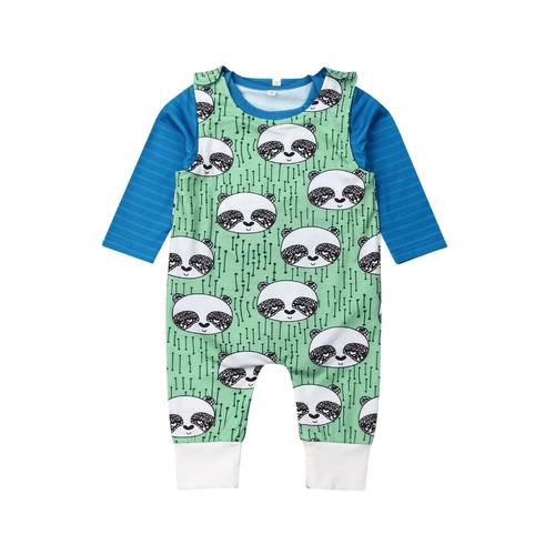 2PCS Newborn Baby Boy Girl Cute Panda Clothes Long