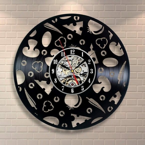 KITCHEN CAFEE DECOR HANDMADE VINYL RECORD WALL CLOCK