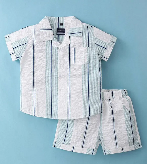 Half Sleeves Stylish Striped Shirt & Shorts Set (Size-4-5YEAR)