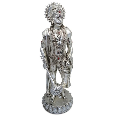 Silver Standing posture Hanuman Ji (SIZE) 24 inch (COLOR) SILVER