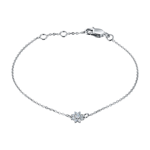 Sterling Silver Bracelet with 9 Round-Cut Lab-Created Diamonds 0.152