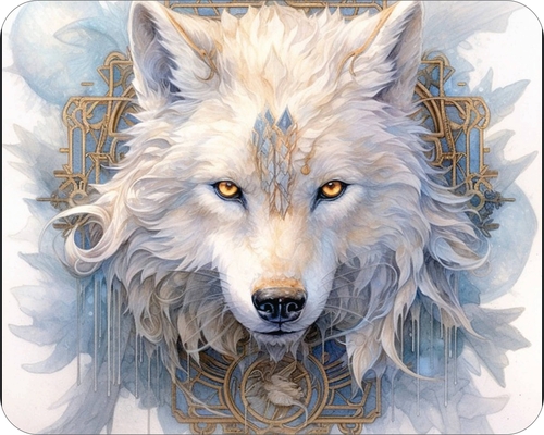 Wilderness Art White Wolf Painting Art Mouse Pad