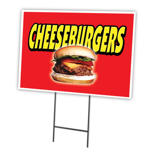 SignMission C-1216-DS-Cheeseburgers 12 x 16 in. Cheeseburgers Yard Sig