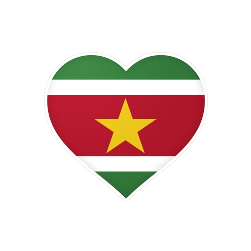 Autocollant en coeur Drapeau du Suriname en plusieurs tailles