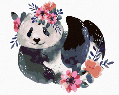 Paint by Numbers - PANDA WITH FLOWERS