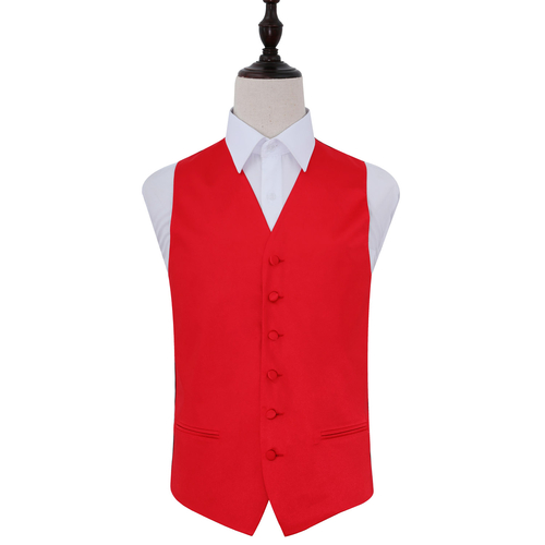Plain Satin Waistcoat - Red, 36'