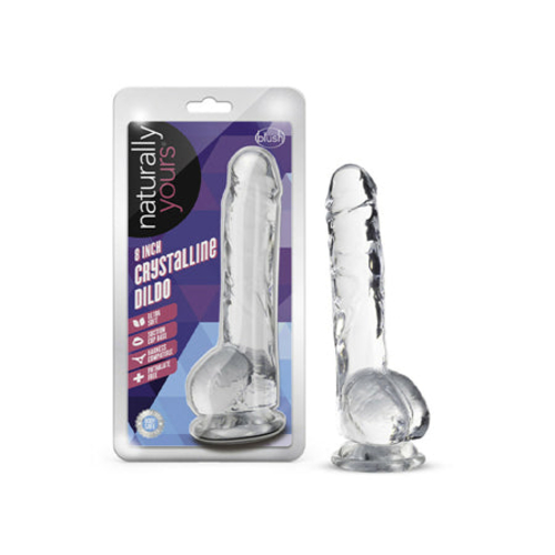 Blush Naturally Yours Crystalline 8 in. Dildo with Balls & Suction Cup