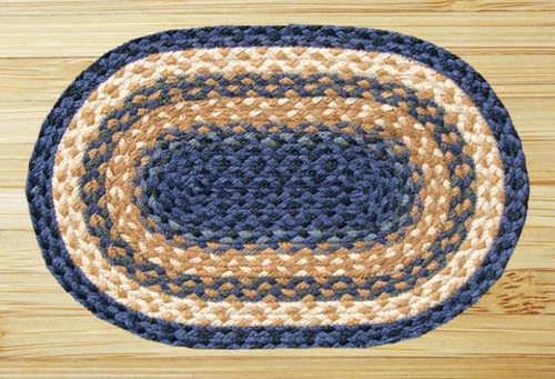 Earth Rugs 52-PM079 Jute Placemat- Light Blue- Dark Blue and Mustard