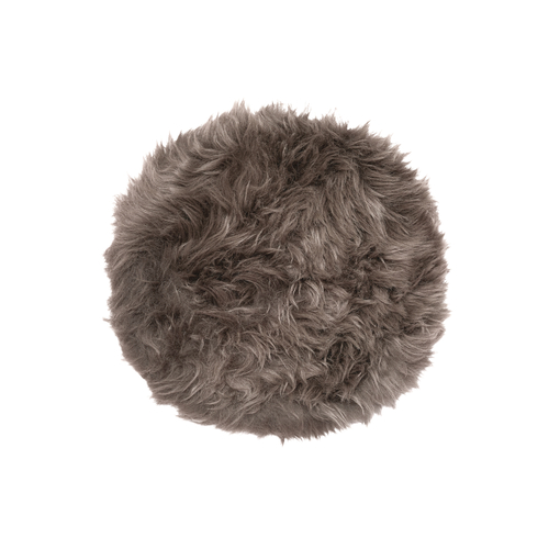 Taupe brown genuine sheepskin chair pad | Round