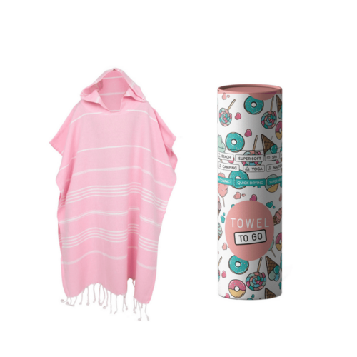 Kids Poncho Beach & Pool Towel | Pink in Gift Box