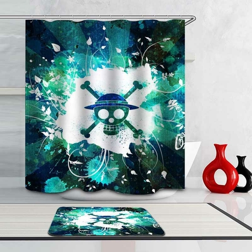 Turquoise And Teal Danger Skull Shower Curtain