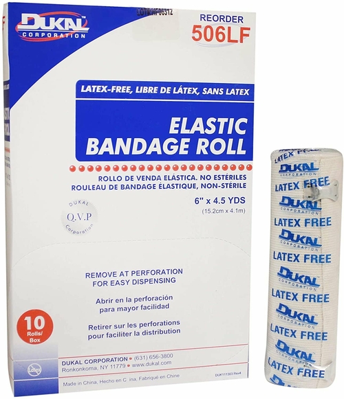 Dukal Elastic Bandages 6 inch x 4.5 Yard. Pack of 10 Non-Sterile