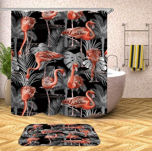 Flamingos In The Dark Shower Curtain