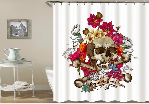 Day Of The Dead Skull Shower Curtain