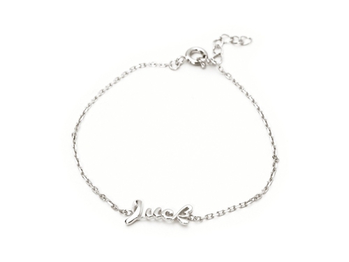 Fronay 212352 6 in. Slender Cursive Luck Bracelet in 925 Sterling Silv