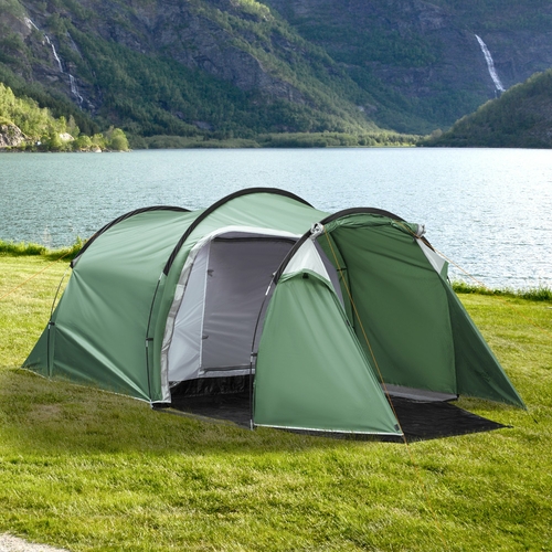 Outsunny Camping Dome Tent 2 Room for 3-4 Person with Weatherproof