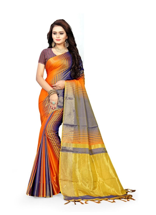 Multi-Coloured Color Lichi Silk  Saree