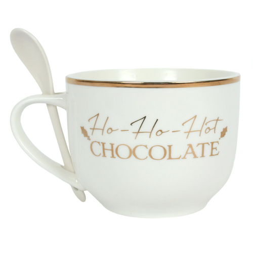 Ho Ho Hot Chocolate Mug and Spoon Set