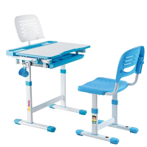 Kids Height Adjustable Study Table & Chair Set (Standard, Blue),